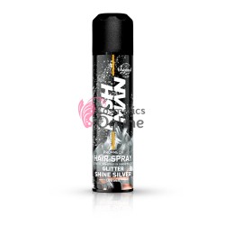 Spray pentru colorarea temporară a părului, argintiu cu sclipici, Nish Man, 150 ml